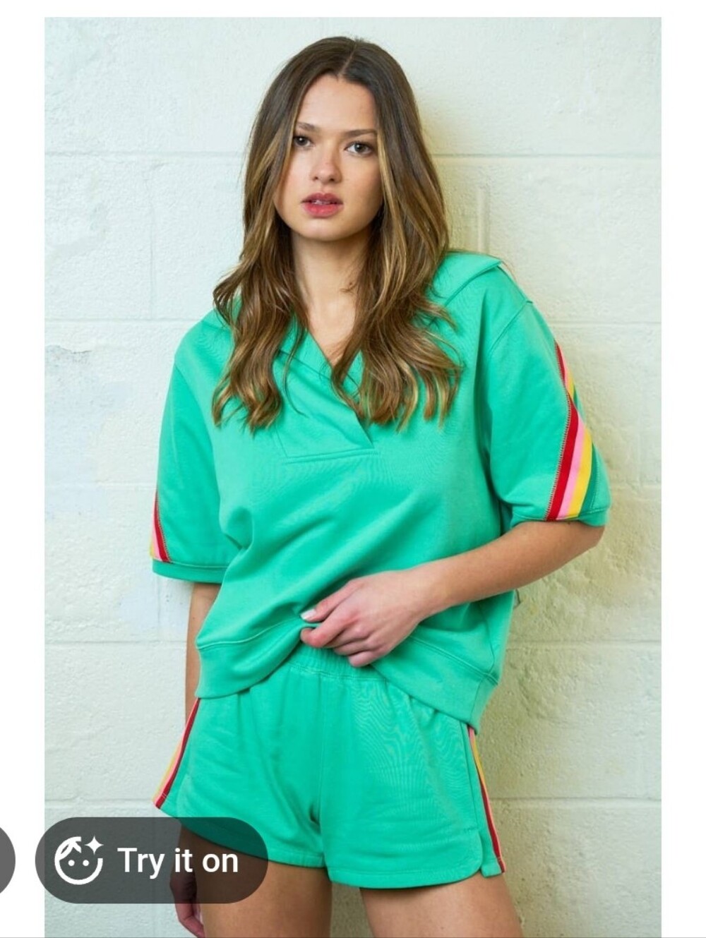 The GrEii NWT No Way Top Women’s Small Apple Green Retro Stripe Pullover Shirt